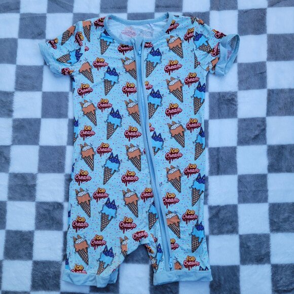 Miozing Bamboo Ice Cream Shorty Zip Romper Size 18-24m - Picture 1 of 4